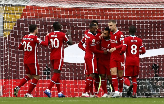 Liverpool will face the winners of Bradford v Lincoln in round three (Phil Noble/PA).