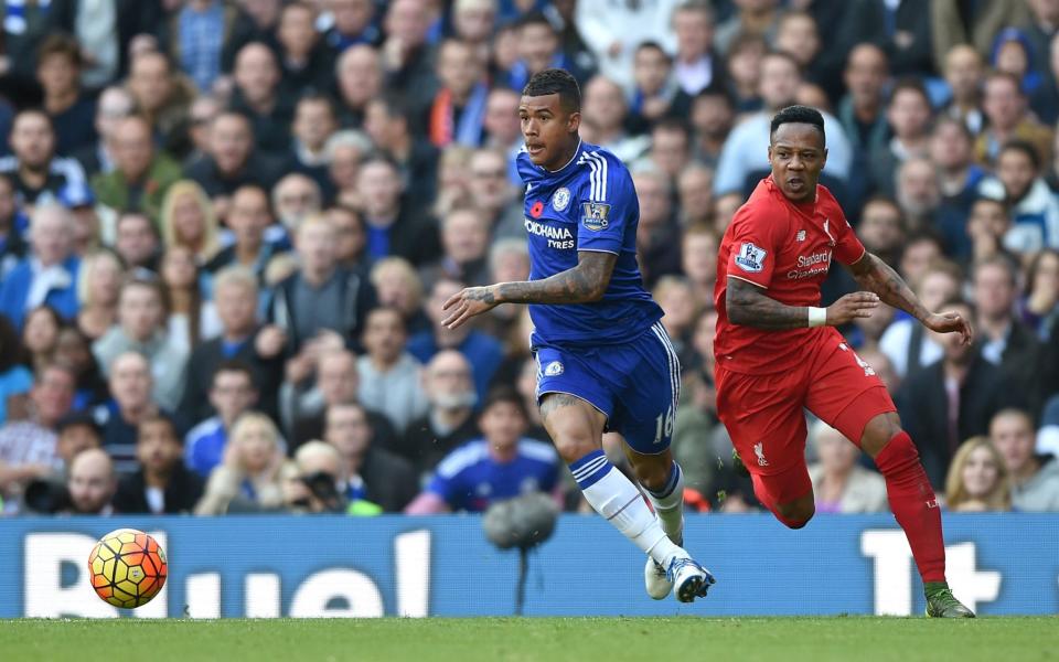 Chelsea's Kenedy (left) and Liverpool's Nathaniel Clyne (right) battle for the ball - Darren Walsh /Chelsea FC 