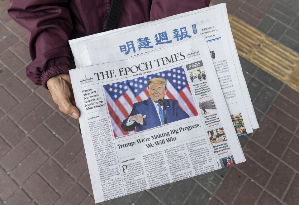 A copy of The Epoch Times.  (Photo: SOPA Images via Getty Images)