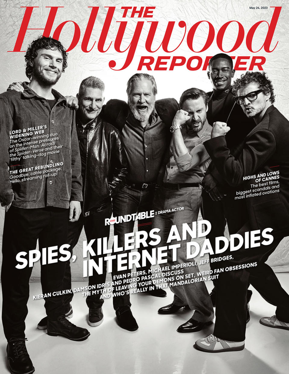 From Left: Evan Peters, Michael Imperioli, Jeff Bridges, Kieran Culkin, Damson Idris and Pedro Pascal