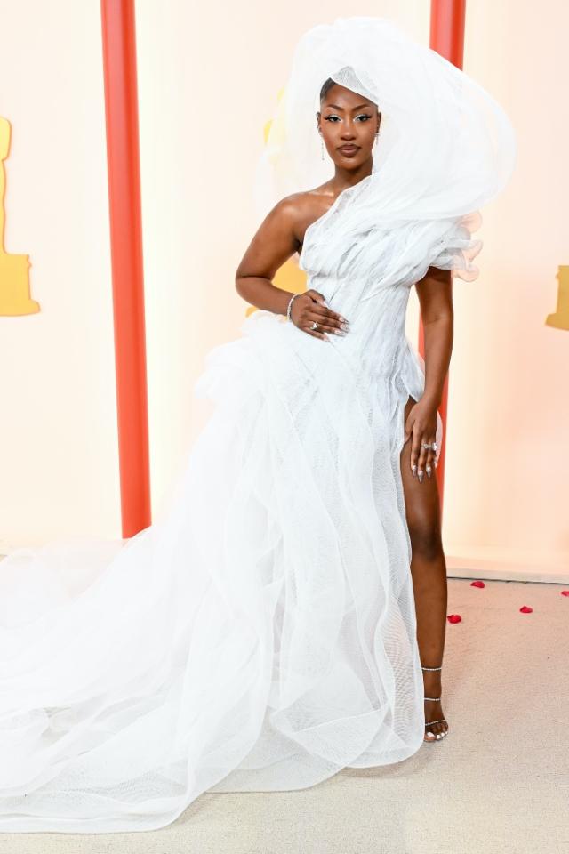 Singer Tems Goes Viral at Oscars 2023 With ViewBlocking Big White Dress