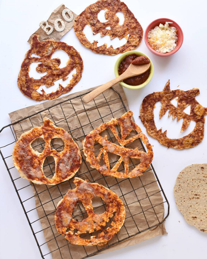 Jack-O-Lantern Flatbread Pizzas