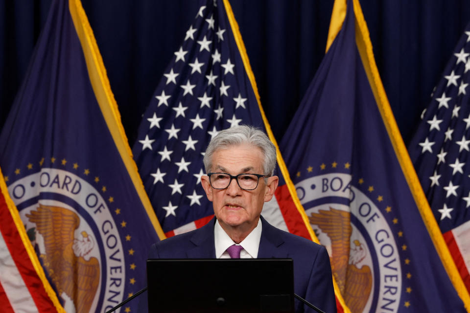 Federal Reserve Chair Jerome Powell holds a press conference following the release of the Fed's interest rate policy decision at the Federal Reserve in Washington, U.S., January 31, 2024. REUTERS/Evelyn Hockstein
