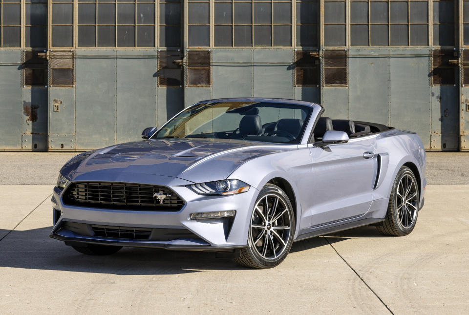 This photo provided by Ford shows the 2023 Ford Mustang Convertible, a classic American icon that provides plenty of power and style. (Courtesy of Ford Motor Co. via AP)