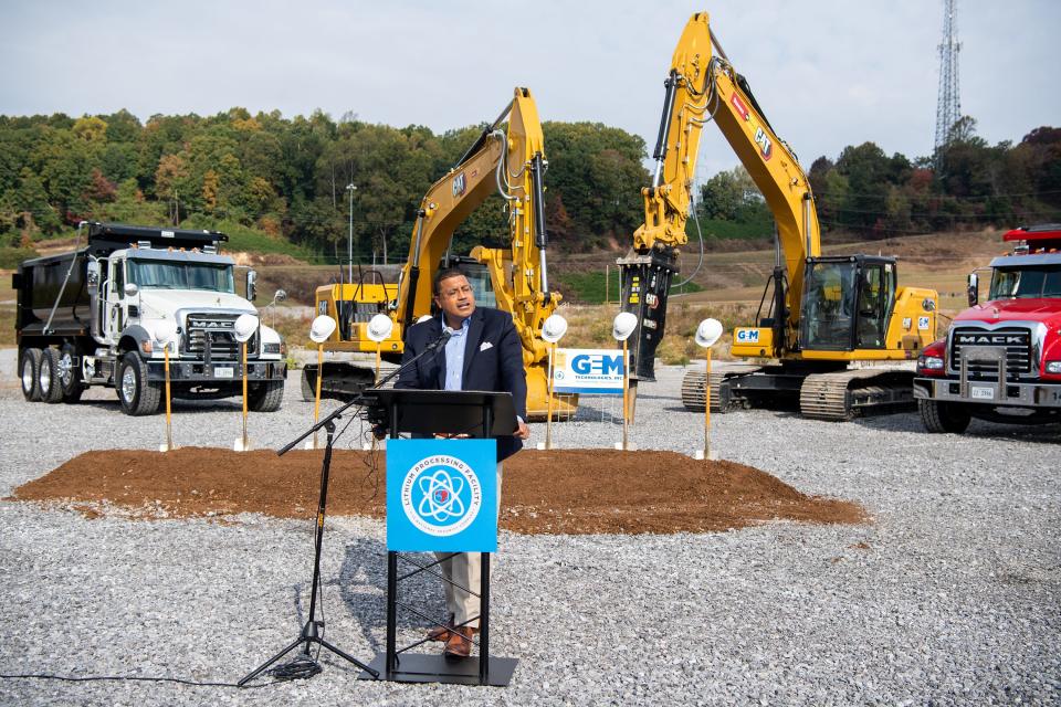 Frank Rose, NNSA's principal deputy administrator, speaks during a groundbreaking ceremony for the Lithium Processing Facility at the Y-12 National Security Complex in Oak Ridge on Thursday, Oct. 19, 2023.