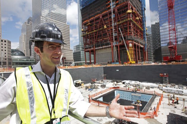 Michael Arad at the National September 11 Memorial site, Friday, July 9, 2010. (AP Photo/Mark Lennihan)