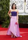 Worst: Aubrey Plaza's purple color-block dress is just a bit too cute for us. We're sure little kids love the hues, but it lacks the sophistication that we crave on the red carpet. REUTERS/Danny Moloshok