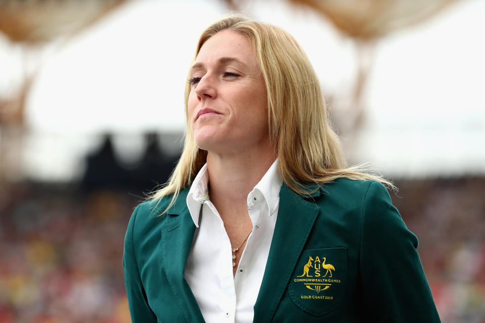 Sally Pearson during athletics on day 10 of the Gold Coast 2018 Commonwealth Games at Carrara Stadium on April 14, 2018 on the Gold Coast, Australia.