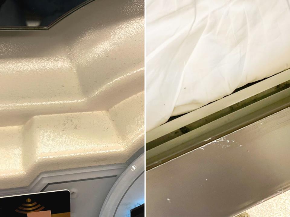 Dust filled most surfaces in the capsule and dirt could be found in the door's railing.