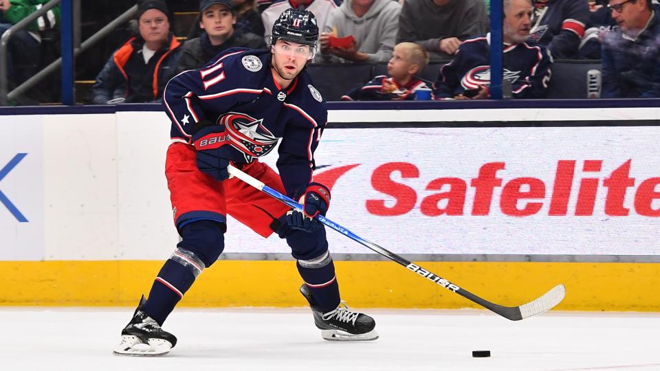 Adam Fantilli has found himself on a peculiar line. (Christopher Mast/NHLI via Getty Images)