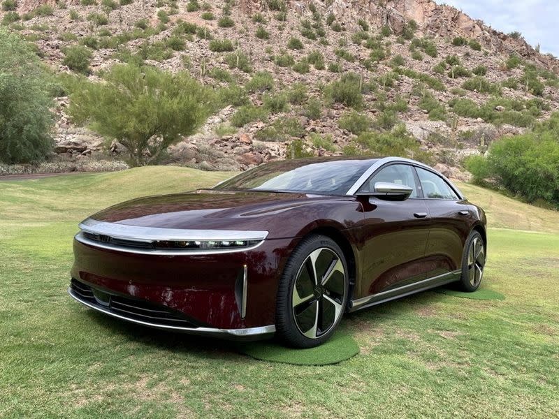 FILE PHOTO: A Lucid Air electric vehicle is displayed in Scottsdale, Arizona