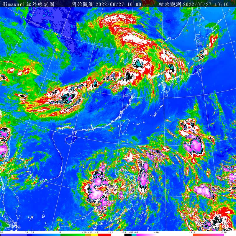台灣南邊低壓區範圍可能會有熱帶系統或是熱帶擾動生成。（圖／翻攝自氣象局）