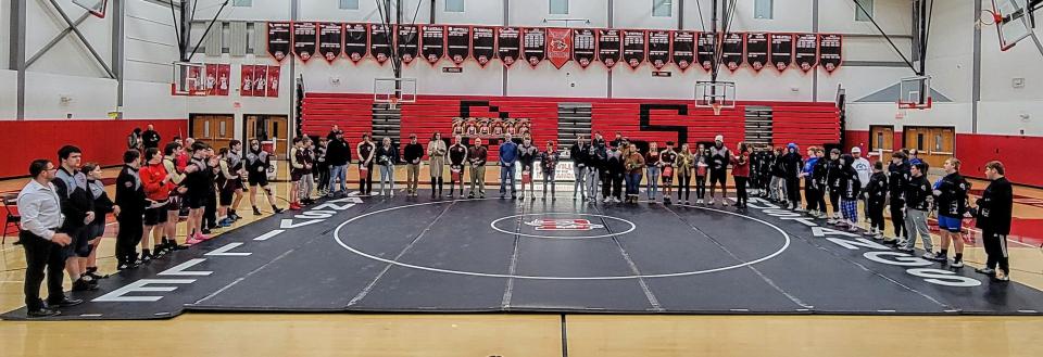 The Dansville-Wayland-Cohocton wrestling program honored its seniors before Wednesday night's pivotal league match with visiting Haverling.