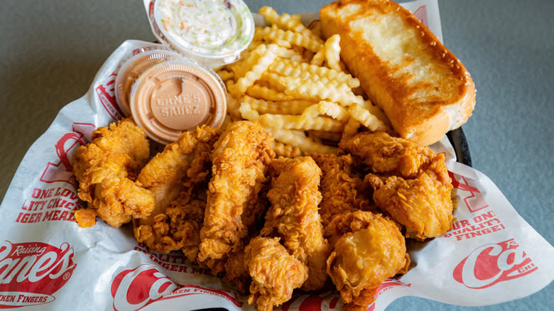 Raising Cane's chicken, fries, and toast