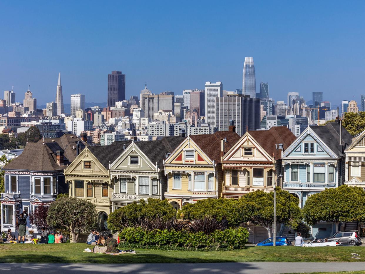 The house is part of a row of seven houses known as the “Painted Ladies” or “Postcard Row” in San Francisco.
