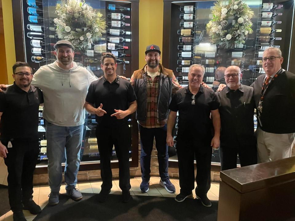 Former New England Patriots players Rob Ninkovich and Matt Light recently stopped by Sagres Restaurant, 177 Columbia St., Fall River.