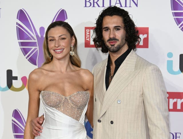 Zara McDermott arrives for the Pride of Britain Awards at the Grosvenor House Hotel, London, with Graziano Di Prima