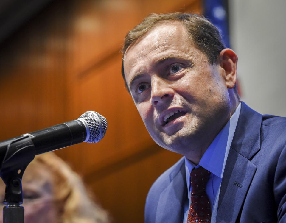 Tom Perriello addresses a forum with fellow Virginia gubernatorial candidate Ralph Northam on May 2, 2017. (Photo: Bill O'Leary/The Washington Post via Getty Images)