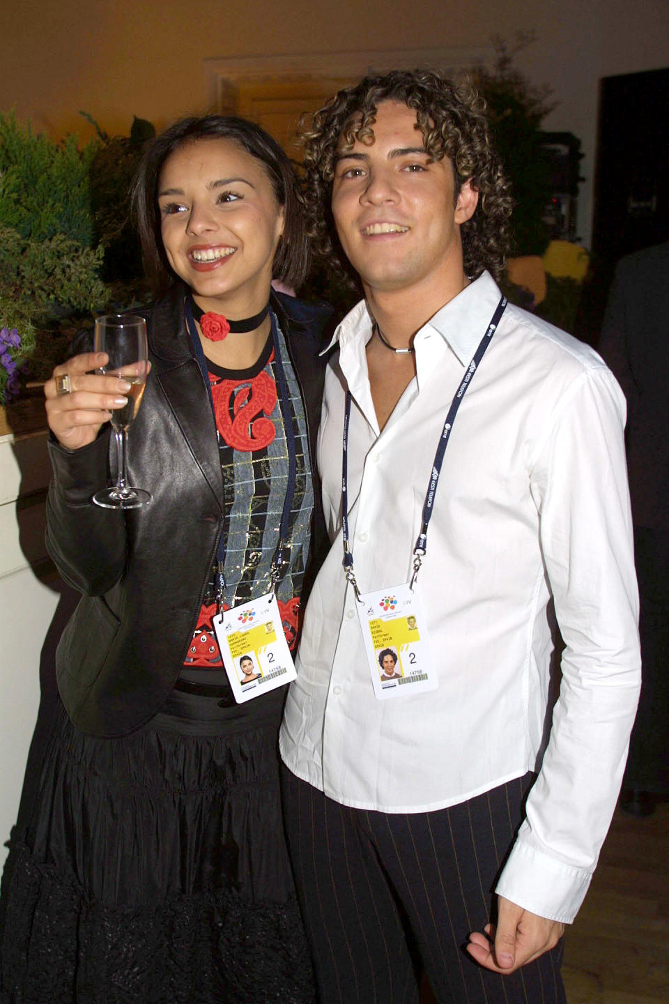 20.05.2002. Estonia. Tallin. David Bisbal and Chenoa enjoy the reception offered by the Mayor of Tallin all the participants of the Festival.  (Photo by Quim Llenas/Cover/Getty Images)