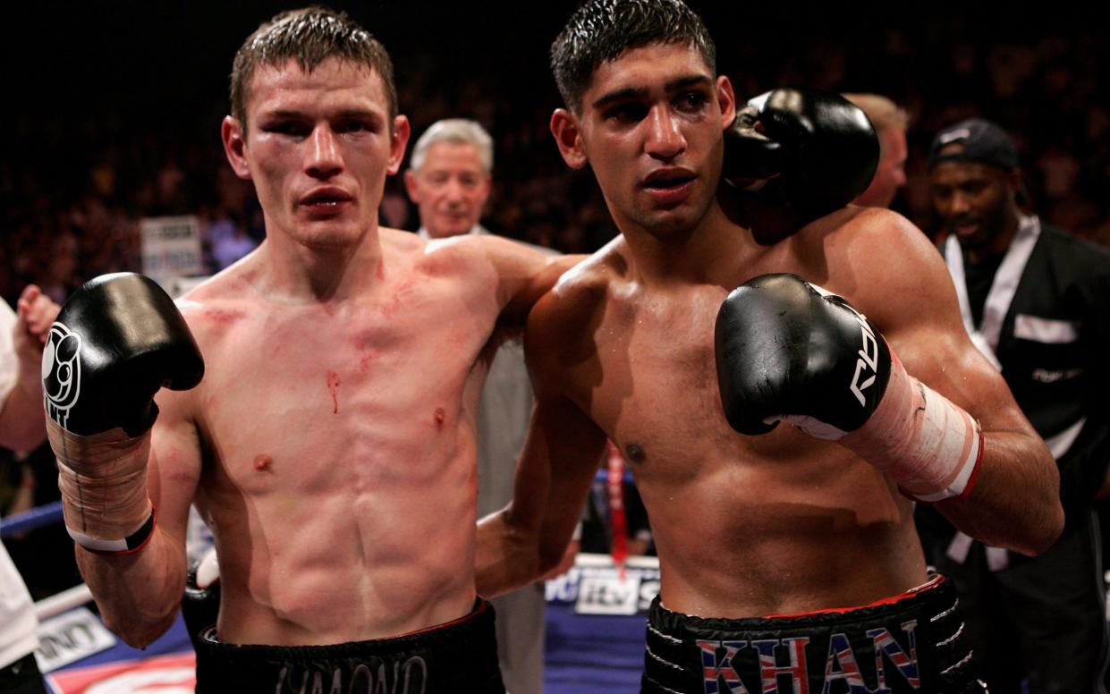 With Amir Khan after their Commonwealth lightweight title fight in 2007