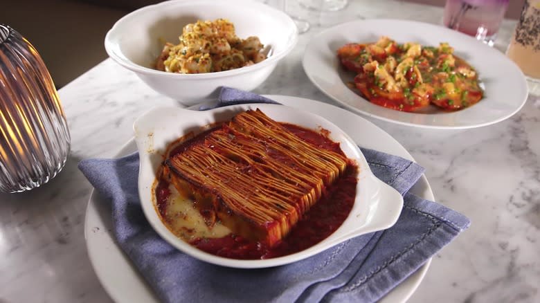 100 layer lasagna served in dish