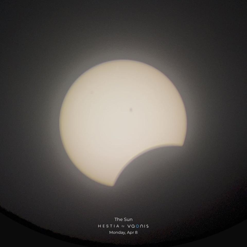 Total eclipse shot through Vaonis Hestia telescope showing partial eclipse