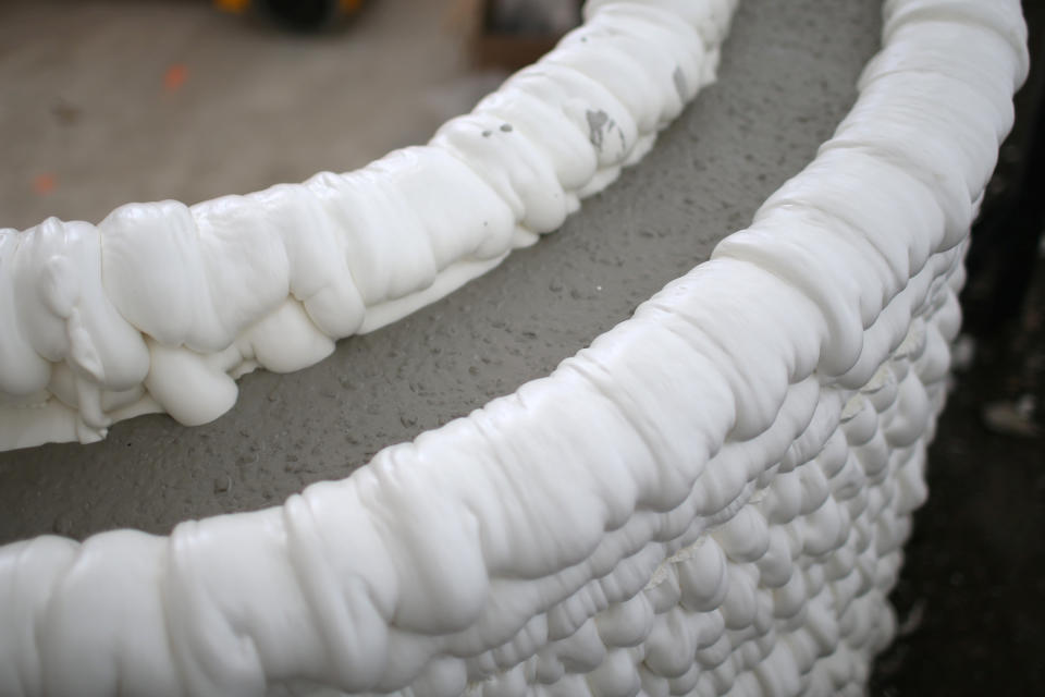 Layers of polyrethane and concrete being printed&nbsp;during the construction of a&nbsp;house in Nantes, France.&nbsp; (Photo: Stephane Mahe / Reuters)