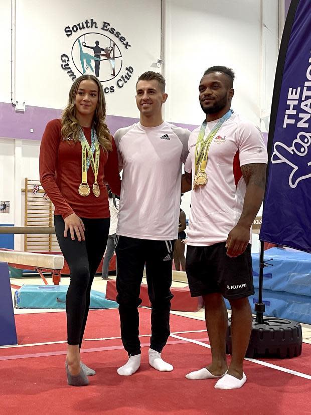 Echo: Max Whitlock (centre), Georgia-Mae Fenton (left) and Courtney Tulloch at the South Essex Gymnastics Club 