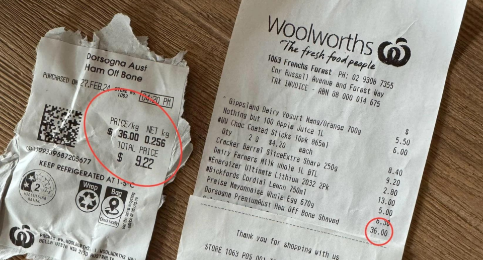 Woolworths receipt