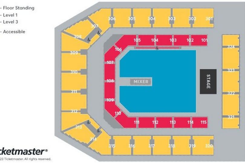 Co-op Live Arena seating plans for seated and standing gigs 2024