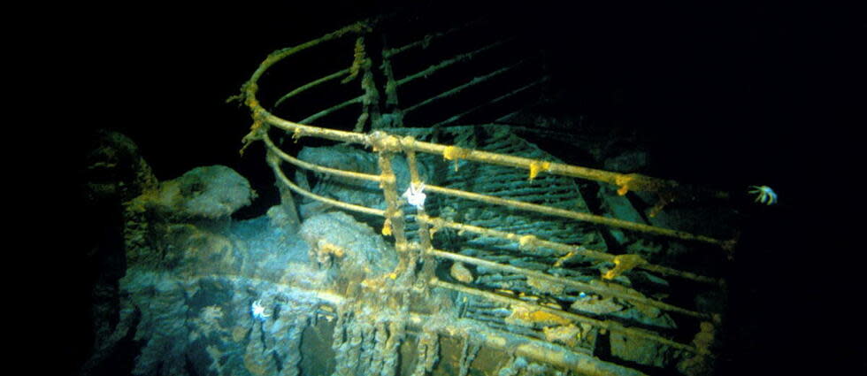 Le sous-marin touristique, qui compte cinq personnes à bord, devait explorer l’épave du célèbre navire, naufragé en 1912.  - Credit:- / Woods Hole Oceanographic Institu / AFP