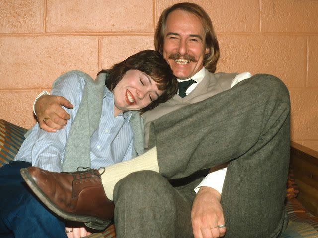 <p>Yvonne Hemsey/Getty</p> John and Mackenzie Phillips pose for a photograph on December 1, 1980 at Fair Oaks Hospital in Summit, New Jersey.