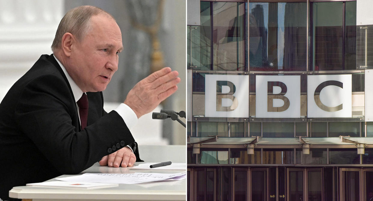 Putin could ban the BBC in Russia if sanctions are made against Russia Today. 