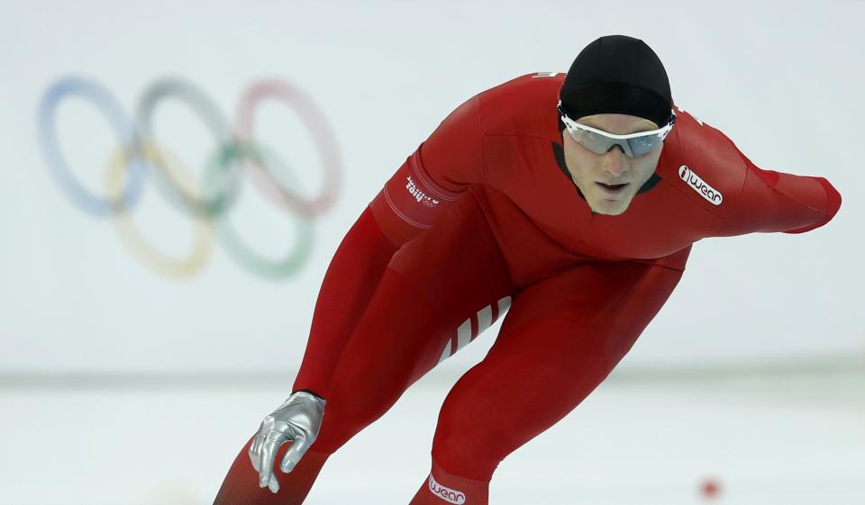 Havard Bokko of Norway competes in the men's 5000 meters speed skating race during the 2014 Sochi Winter Olympics, February 8, 2014. REUTERS/Phil Noble (RUSSIA - Tags: OLYMPICS SPORT SPEED SKATING)
