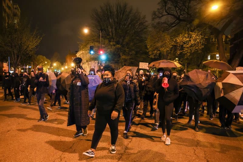 People protest following the fatal police shooting of 20-year-old Black man Daunte Wright in Minnesota , in Washington