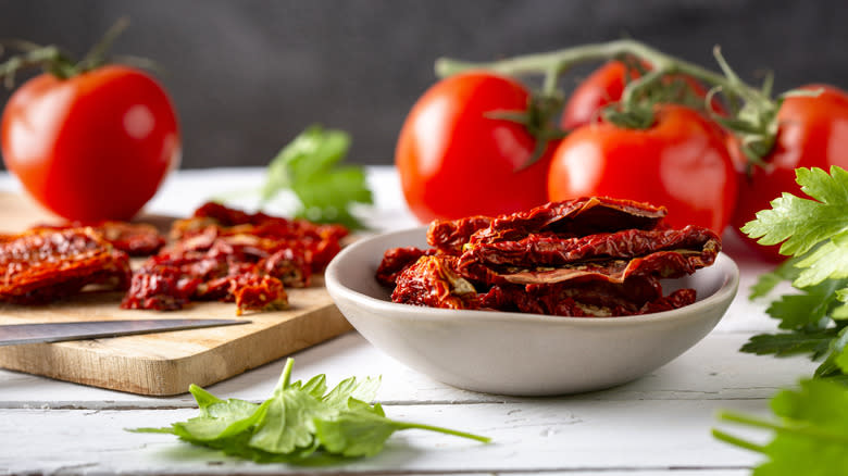 Sun-dried tomatoes in bowl