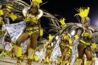 Revellers of the Sao Clemente samba school perform during the second night of Rio's Carnival at the Sambadrome in Rio de Janeiro, Brazil, on February 27, 2017