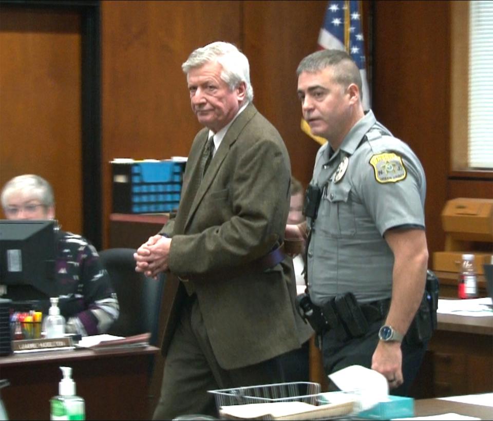 Former Ocean Gate Mayor Paul Kennedy is taken into custody after his sentencing for official misconduct related to his thefts from the government. The sentencing was before Superior Court Judge Kimarie Rahill at the Ocean County Courthouse in Toms River Friday, January 26, 2024.