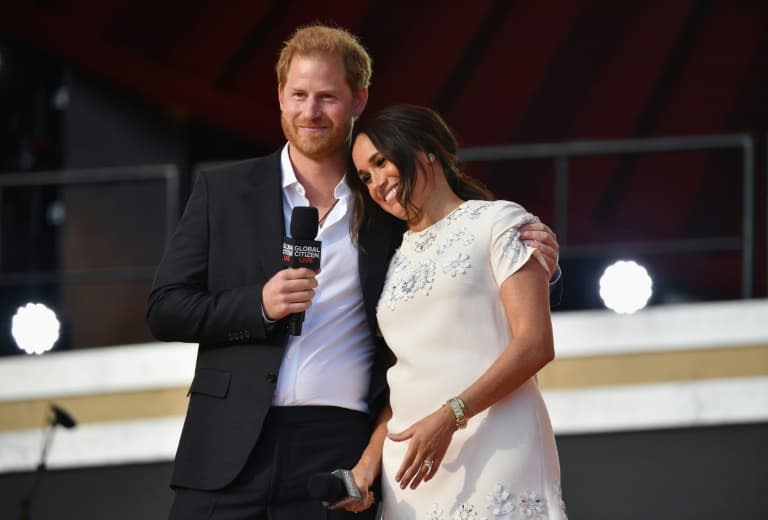 Le Prince Harry et son épouse Meghan Markle à Central Park le 25 septembre 2021 in New York  - Angela Weiss © 2019 AFP