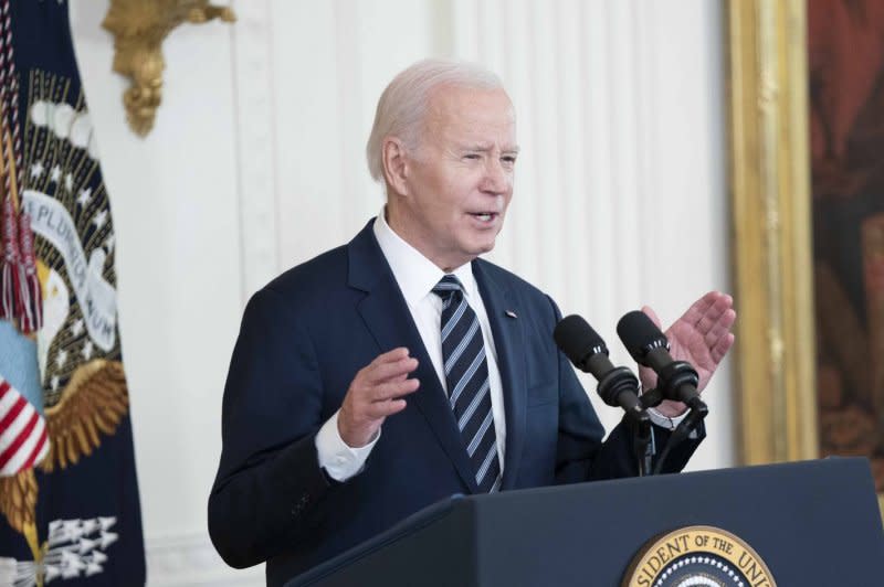 President Joe Biden speaks during a ceremony recognizing recipients of the National Medal of Science and the National Medal of Technology and Innovation in the East Room of the White House in Washington, D.C., on Tuesday. Nineteen individuals were recognized for their outstanding achievements. Photo by Bonnie Cash/UPI