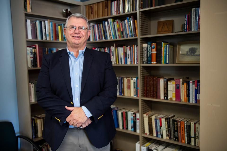 Pike Road Schools Superintendent Dr. Chuck Ledbetter poses for a photo in Pike Road, Ala., on Monday, Jan. 10, 2022.