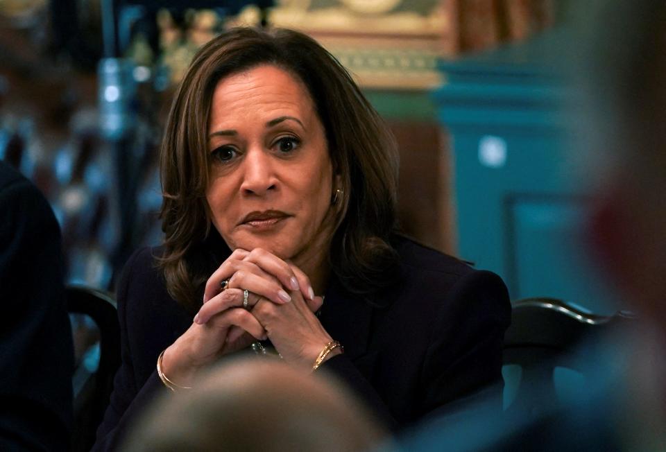 U.S. Vice President Kamala Harris at the Eisenhower Executive Office Building on the White House grounds in Washington, D.C. on July 25, 2024