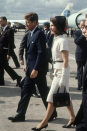 <p>President John F Kennedy and First Lady Jackie Kennedy arrive at San Antonio airport during a campaign tour of Texas. The President was assassinated in Dallas the following day. </p>