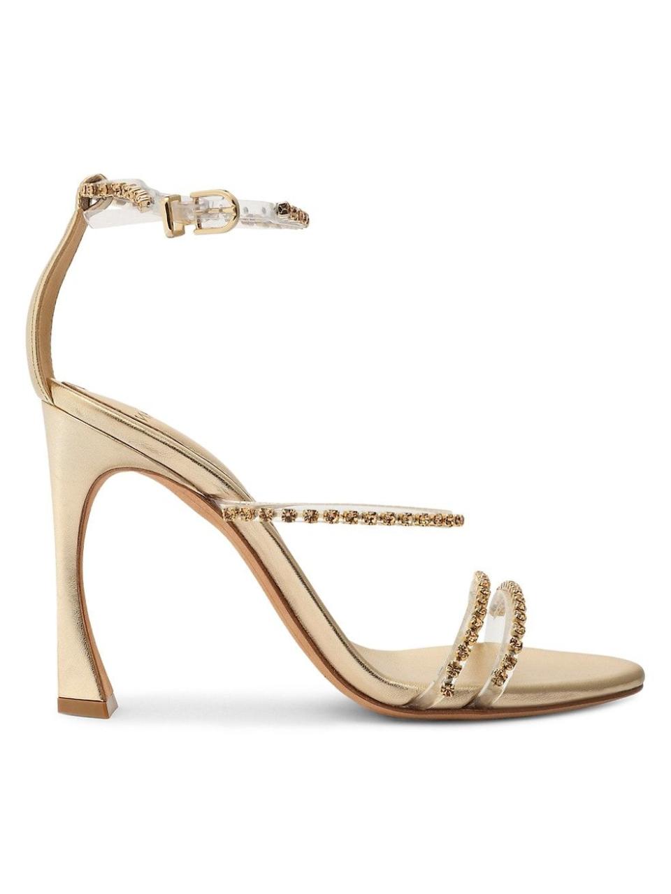 4) Dolores Crystal Ankle-Strap Sandals