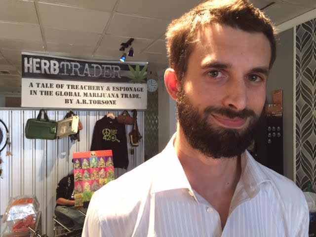 Medical marijuana activist Chris Enns is shown in 2015 at the Farm Assists Cannabis Resource Centre in Halifax. (Blair Sanderson/CBC - image credit)