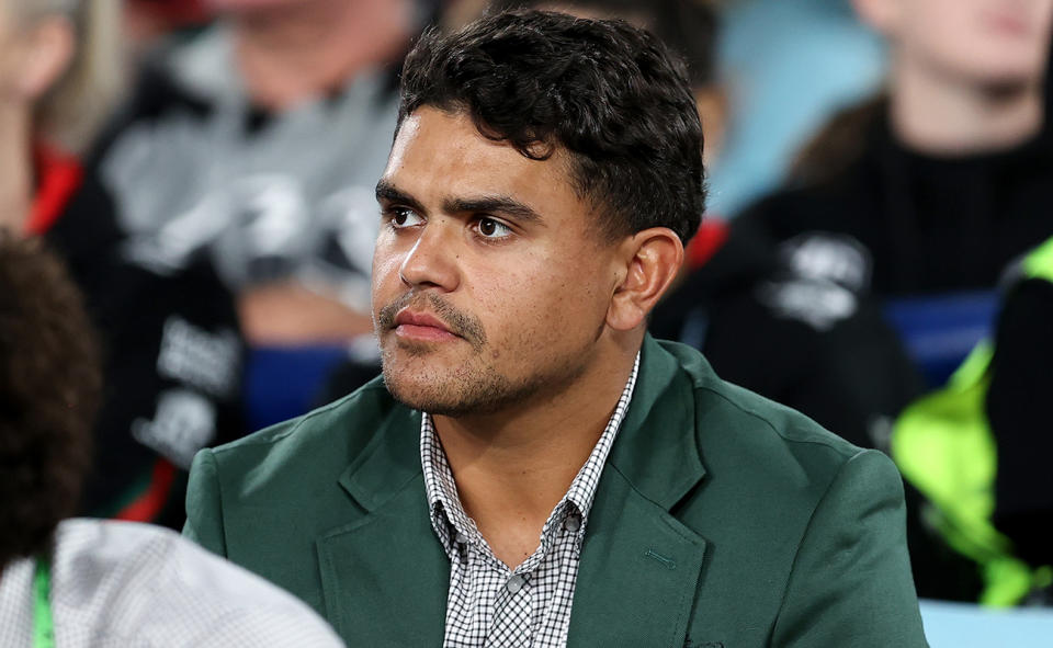 Latrell Mitchell, pictured here during South Sydney's loss to Cronulla.