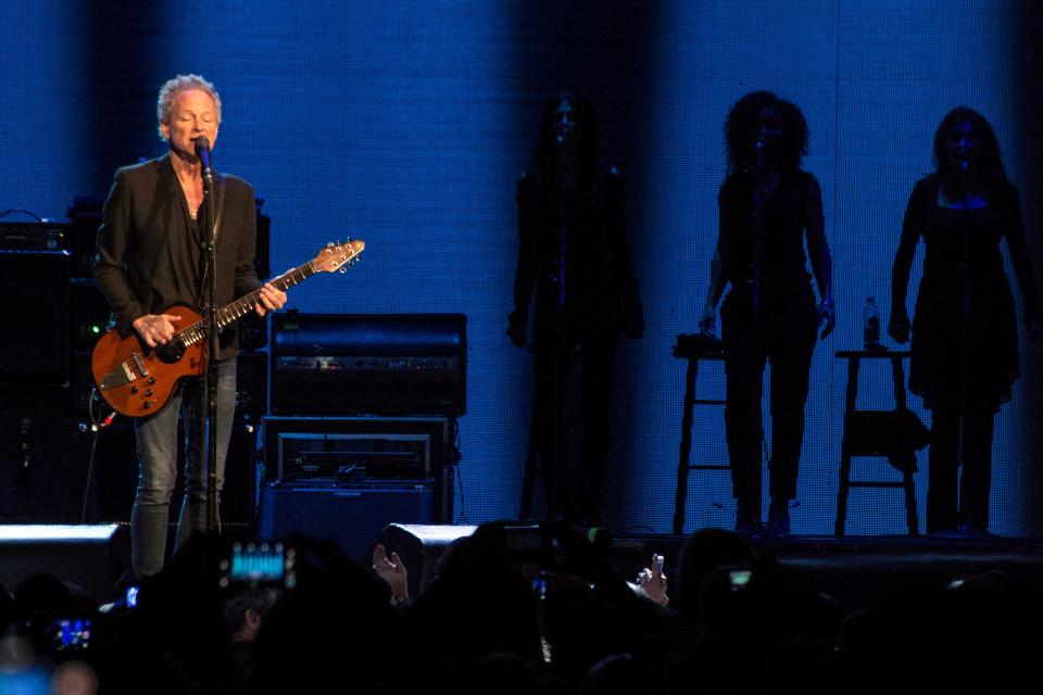 Lindsey Buckingham takes over lead vocals during the Fleetwood Mac concert on Tuesday night at the KFC YUM! Center. 2/17/15 Marty Pearl/Special to The C-J