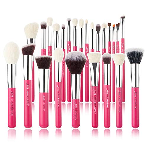 Jessup Brand 25pcs Professional Makeup Brush set Beauty Cosmetic Foundation Power Blushes eyelashes Lipstick Natural-Synthetic Hair Brushes set (Rose Carmin/Silver) (Amazon / Amazon)