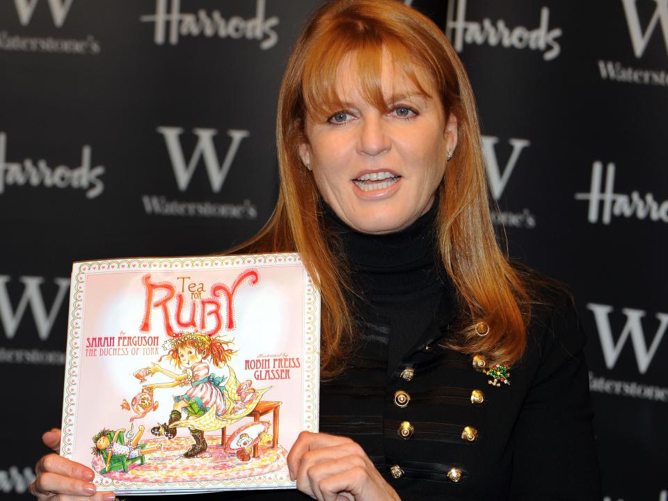Sarah Ferguson with her book, Tea for Ruby.