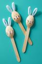 <p>Fold pipe cleaners to form ears and attached to spoons with craft glue. Draw on bunny face with markers, paint or colored pencils. Dip a pencil eraser in pink paint to "stamp" on cheeks.</p>